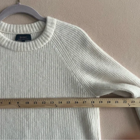 Quince Mongolian Cashmere Fisherman Crewneck Sweater Ivory size M Timeless Soft - Picture 13 of 16